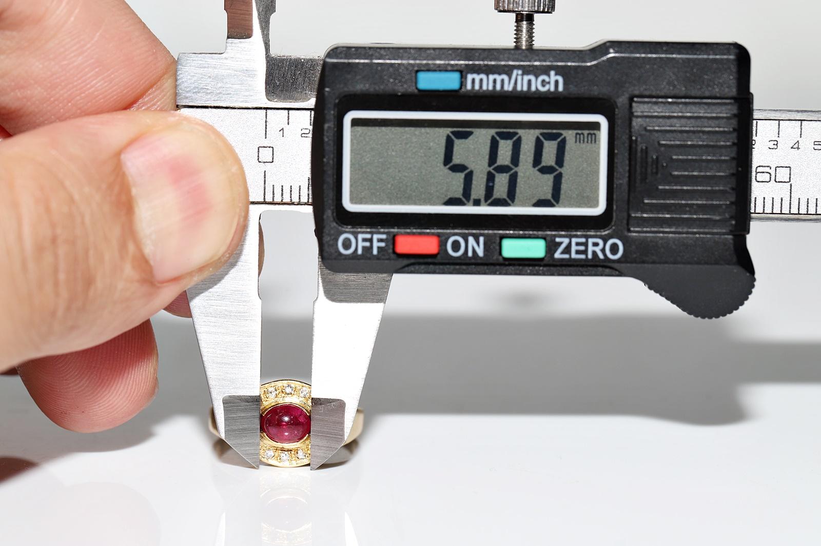 Deko-Ring aus 18 Karat Gold mit natürlichem Diamant und Rubin, Vintage, ca. 1980er Jahre im Angebot 5