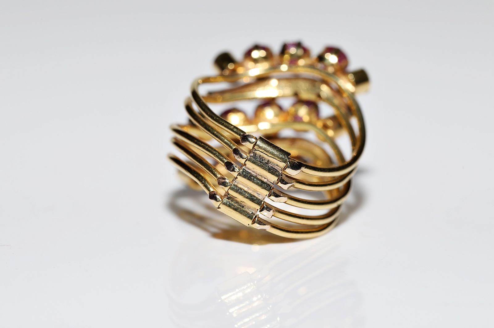 Deko-Ring aus 18 Karat Gold mit natürlichem Diamant und Rubin, Vintage, ca. 1980er Jahre im Angebot 5