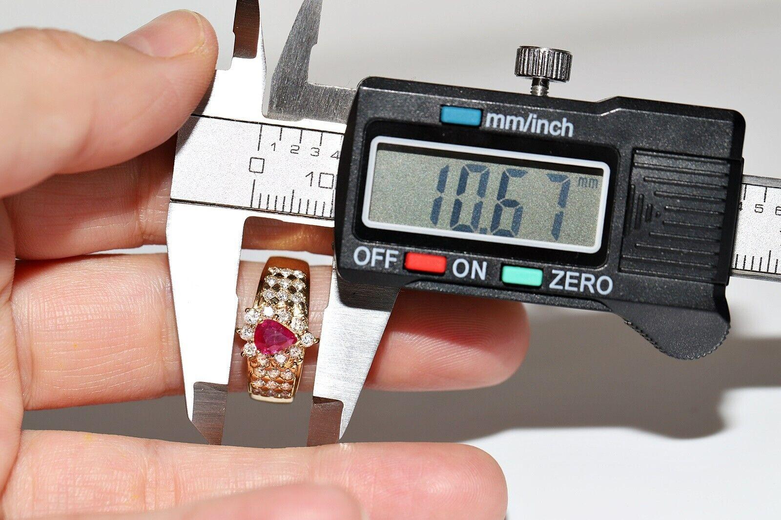 Deko-Ring aus 18 Karat Gold mit natürlichem Diamant und Rubin, Vintage, ca. 1980er Jahre im Angebot 5