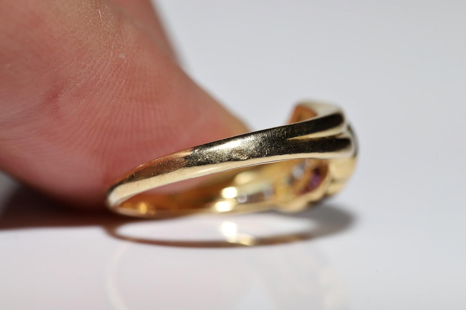 Deko-Ring aus 18 Karat Gold mit natürlichem Diamant und Rubin, Vintage, ca. 1980er Jahre im Angebot 6