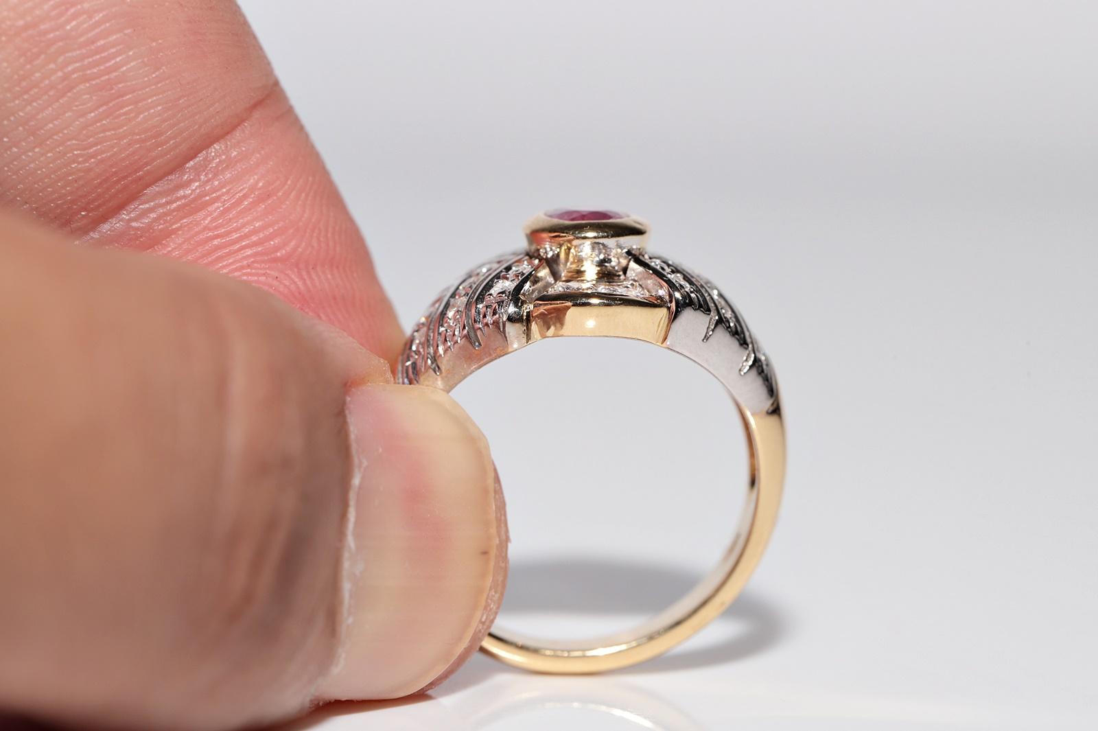Deko-Ring aus 18 Karat Gold mit natürlichem Diamant und Rubin, Vintage, ca. 1980er Jahre im Angebot 6