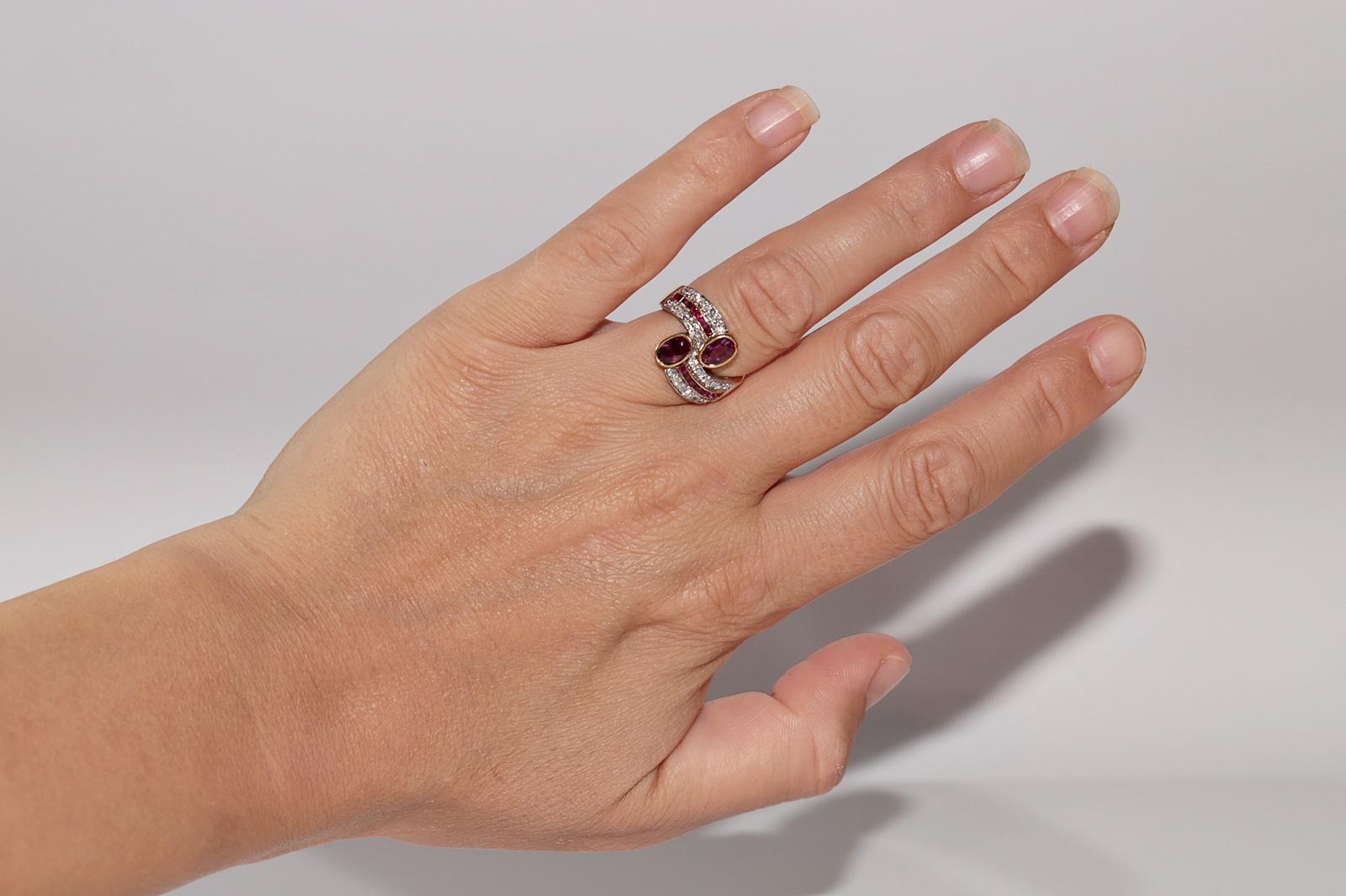 Deko-Ring aus 18 Karat Gold mit natürlichem Diamant und Rubin, Vintage, ca. 1980er Jahre im Angebot 6