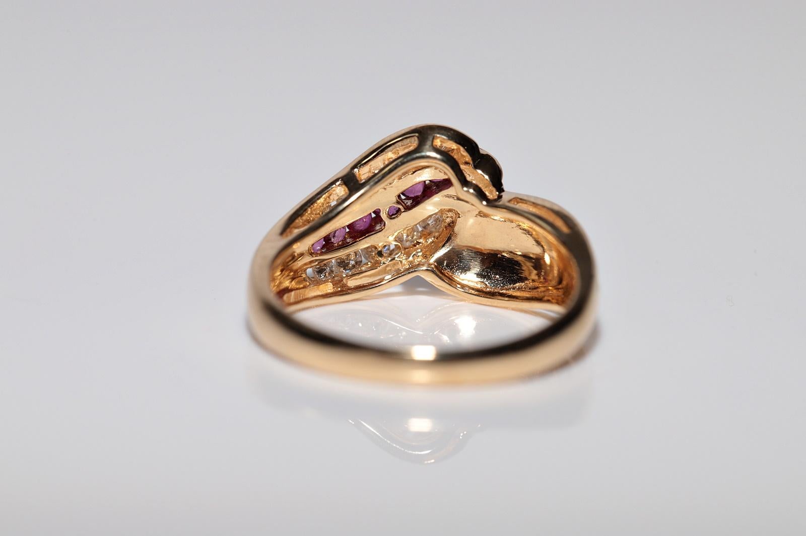 Deko-Ring aus 18 Karat Gold mit natürlichem Diamant und Rubin, Vintage, ca. 1980er Jahre im Angebot 6