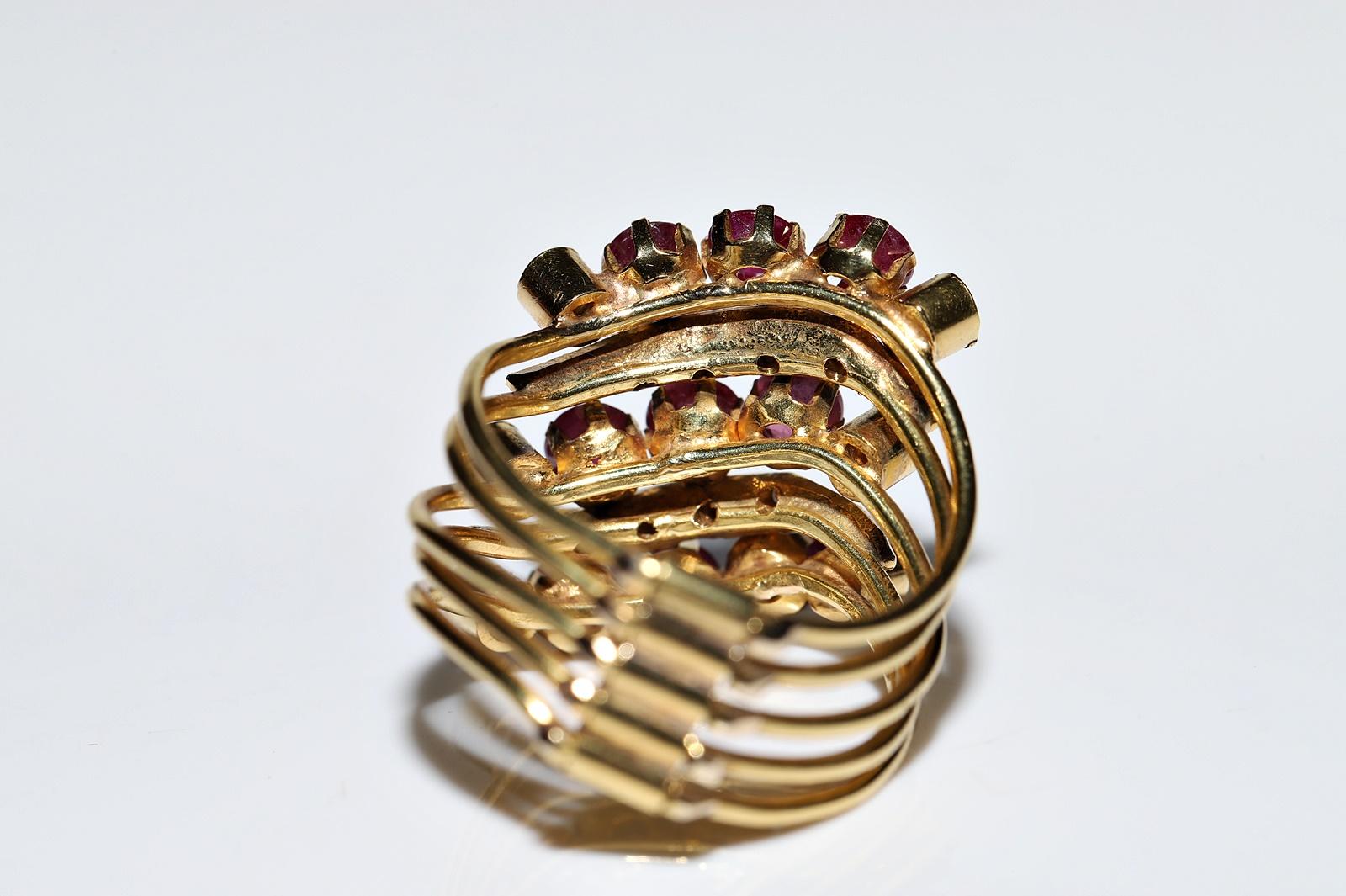 Deko-Ring aus 18 Karat Gold mit natürlichem Diamant und Rubin, Vintage, ca. 1980er Jahre im Angebot 6