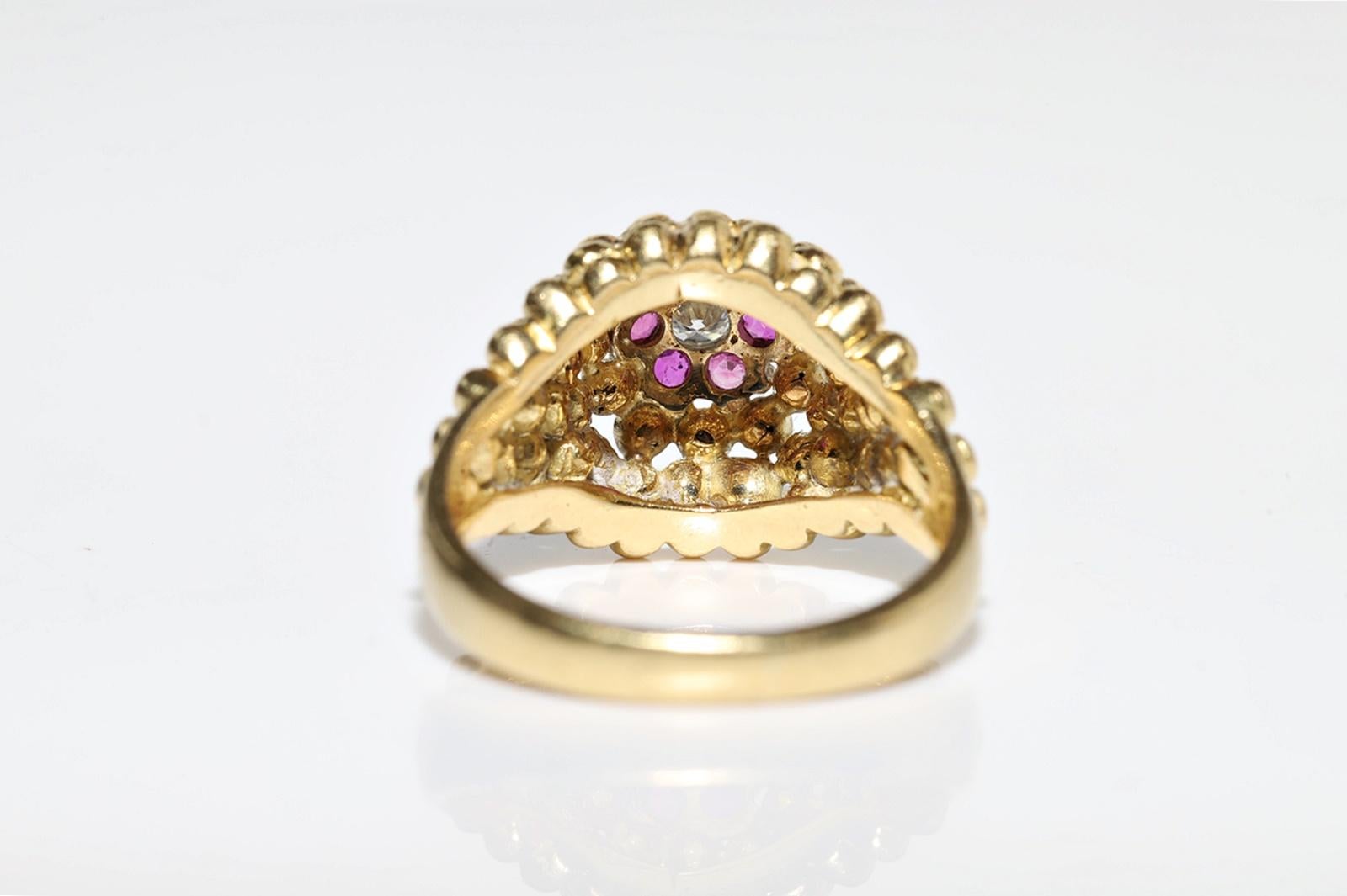 Deko-Ring aus 18 Karat Gold mit natürlichem Diamant und Rubin, Vintage, ca. 1980er Jahre im Angebot 6