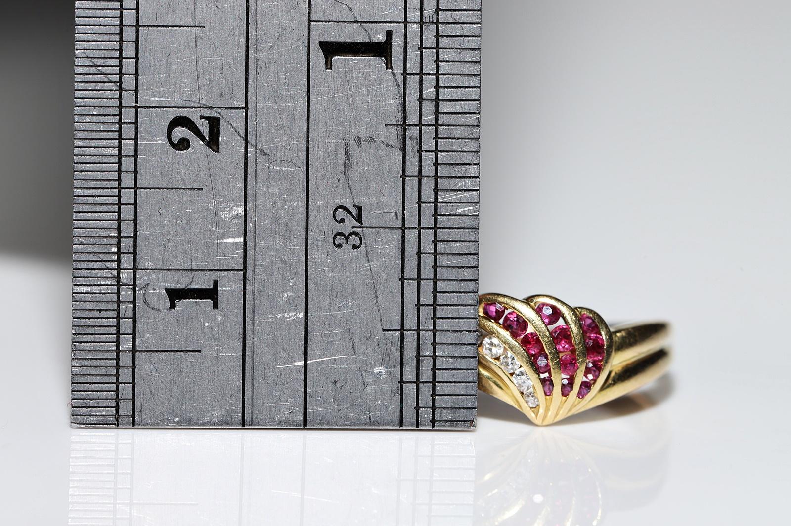 Deko-Ring aus 18 Karat Gold mit natürlichem Diamant und Rubin, Vintage, ca. 1980er Jahre im Angebot 7