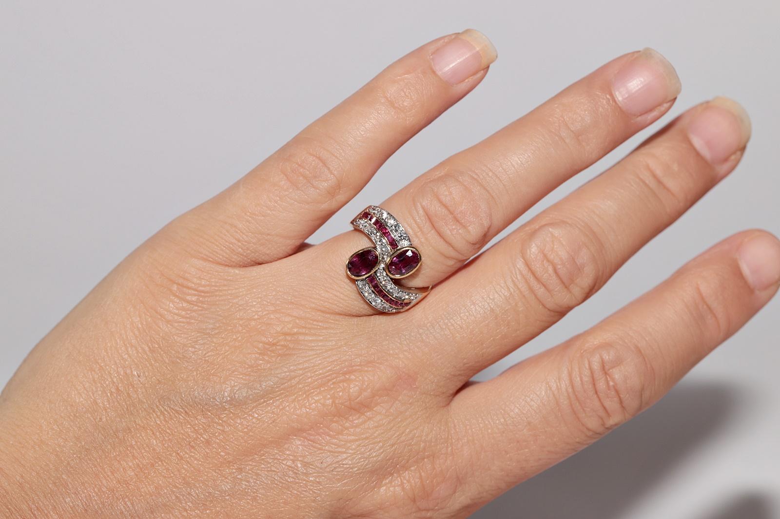 Deko-Ring aus 18 Karat Gold mit natürlichem Diamant und Rubin, Vintage, ca. 1980er Jahre im Angebot 7