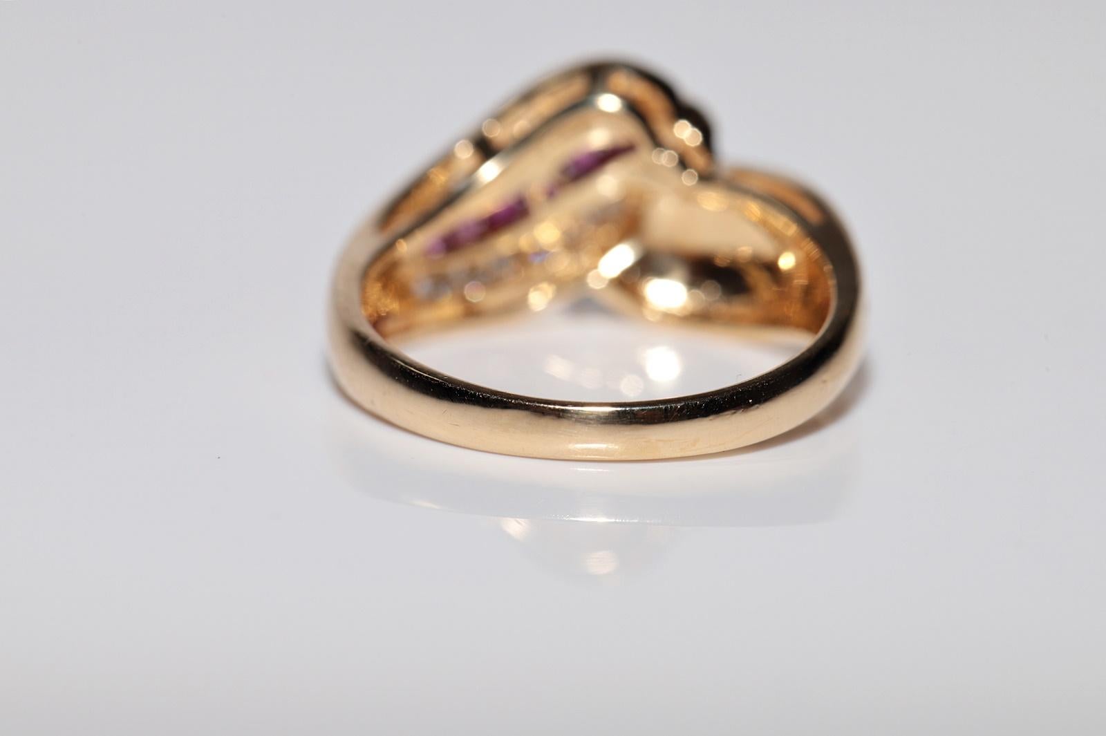Deko-Ring aus 18 Karat Gold mit natürlichem Diamant und Rubin, Vintage, ca. 1980er Jahre im Angebot 7