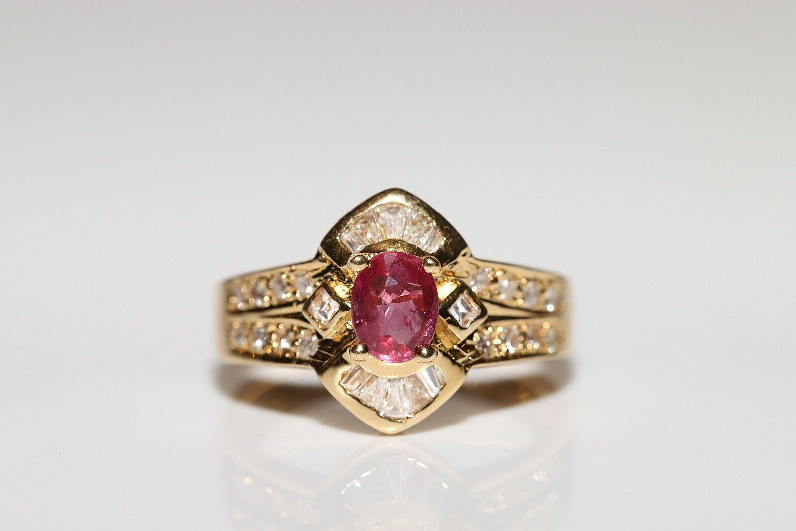 Deko-Ring aus 18 Karat Gold mit natürlichem Diamant und Rubin, Vintage, ca. 1980er Jahre im Angebot 7
