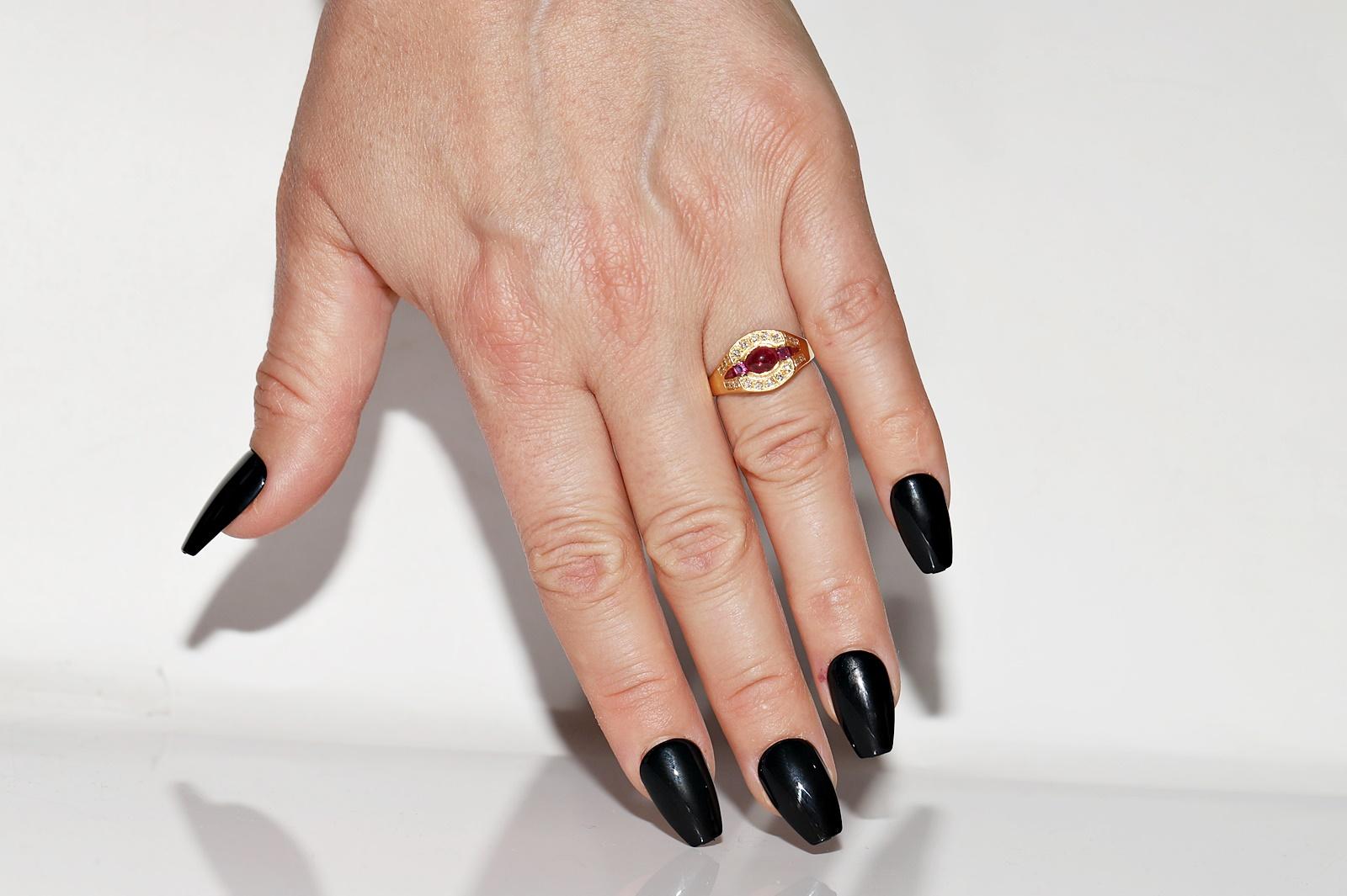 Deko-Ring aus 18 Karat Gold mit natürlichem Diamant und Rubin, Vintage, ca. 1980er Jahre im Angebot 7