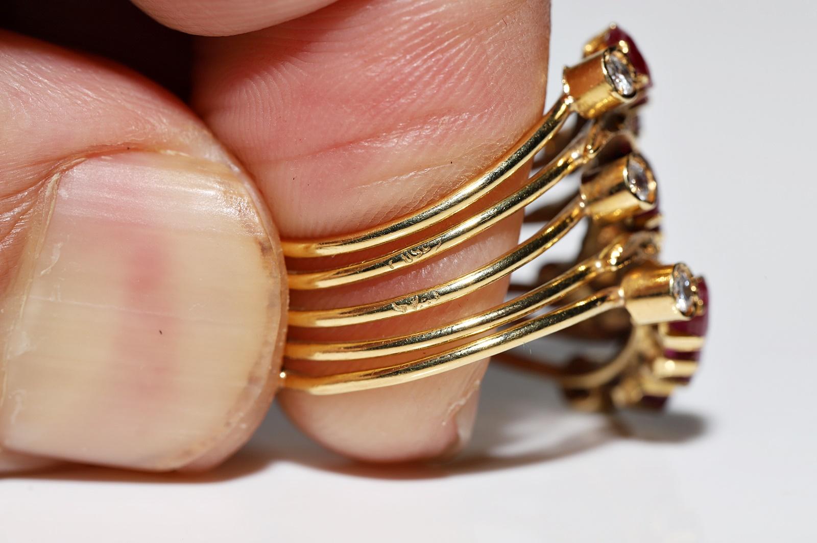 Deko-Ring aus 18 Karat Gold mit natürlichem Diamant und Rubin, Vintage, ca. 1980er Jahre im Angebot 7