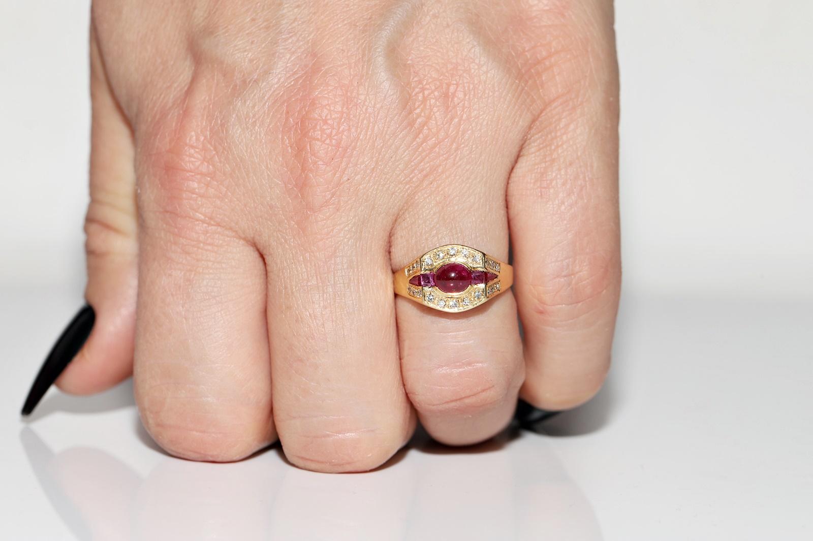 Deko-Ring aus 18 Karat Gold mit natürlichem Diamant und Rubin, Vintage, ca. 1980er Jahre  im Angebot 8