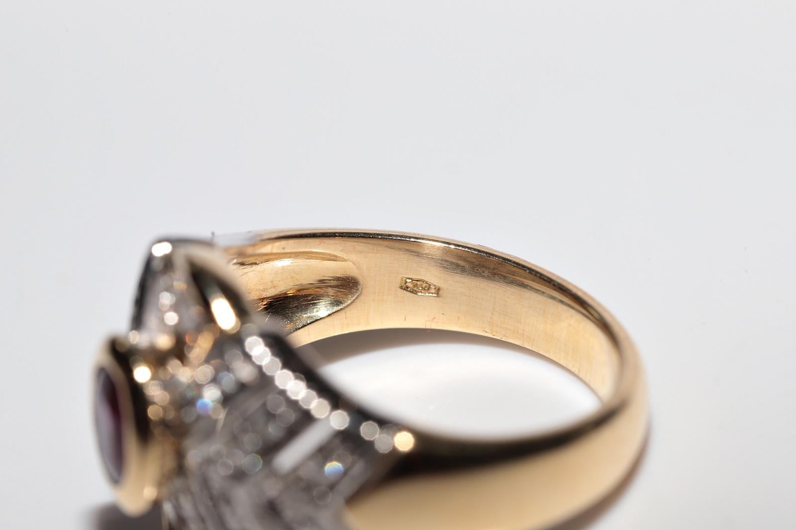 Deko-Ring aus 18 Karat Gold mit natürlichem Diamant und Rubin, Vintage, ca. 1980er Jahre im Angebot 8