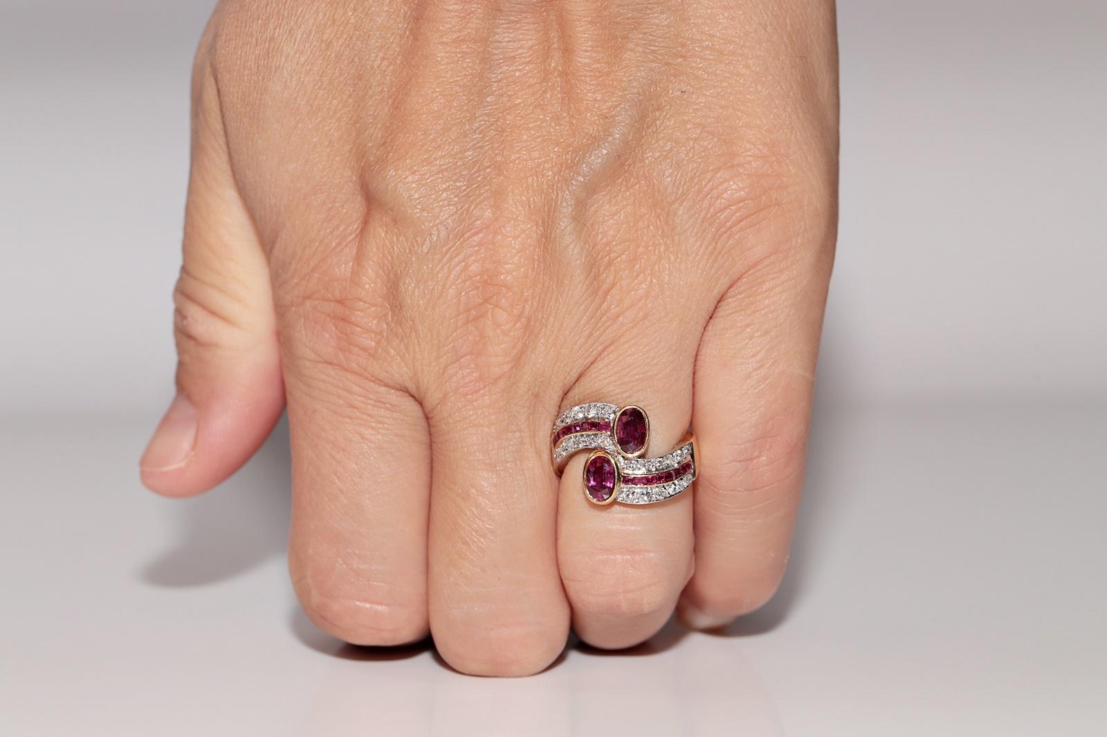 Deko-Ring aus 18 Karat Gold mit natürlichem Diamant und Rubin, Vintage, ca. 1980er Jahre im Angebot 8