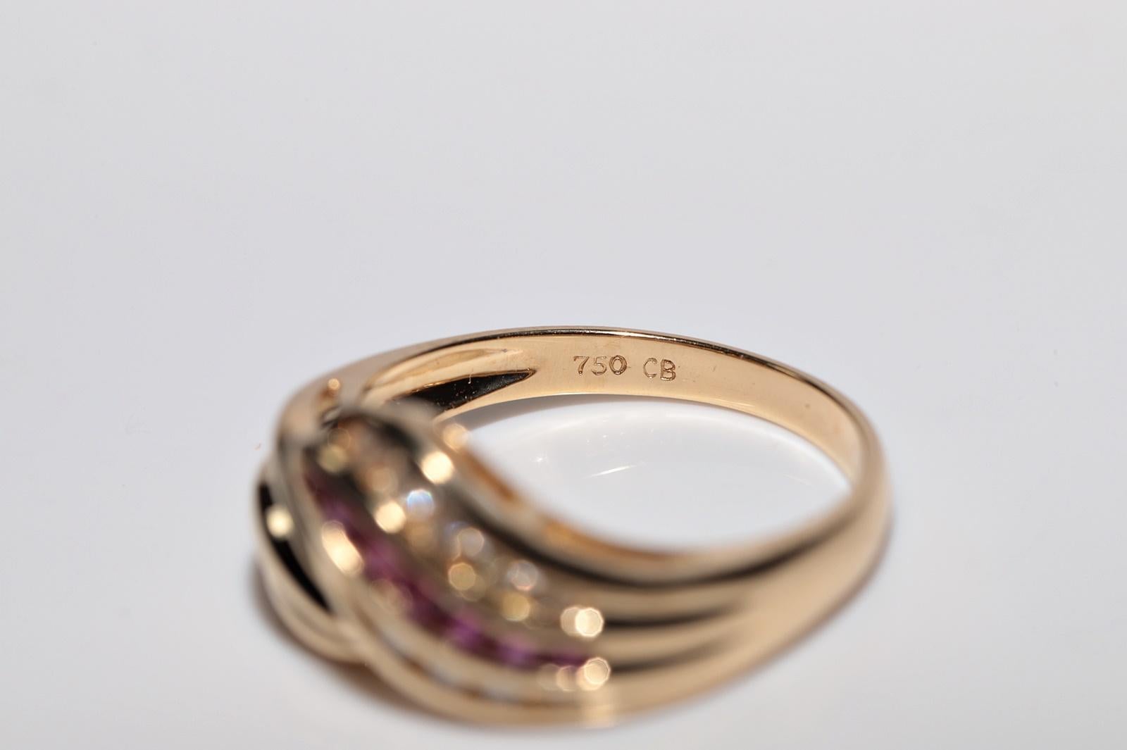 Deko-Ring aus 18 Karat Gold mit natürlichem Diamant und Rubin, Vintage, ca. 1980er Jahre im Angebot 8