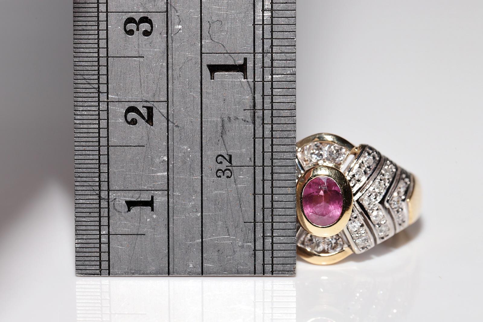 Deko-Ring aus 18 Karat Gold mit natürlichem Diamant und Rubin, Vintage, ca. 1980er Jahre im Angebot 9