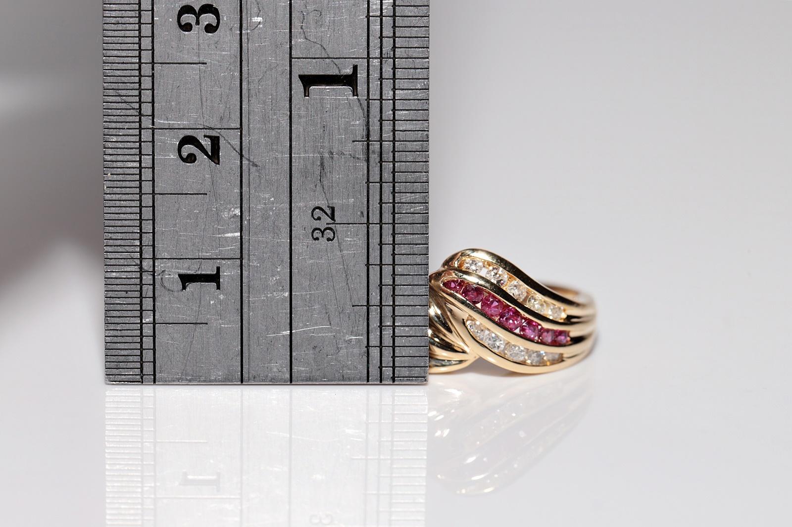 Deko-Ring aus 18 Karat Gold mit natürlichem Diamant und Rubin, Vintage, ca. 1980er Jahre im Angebot 9