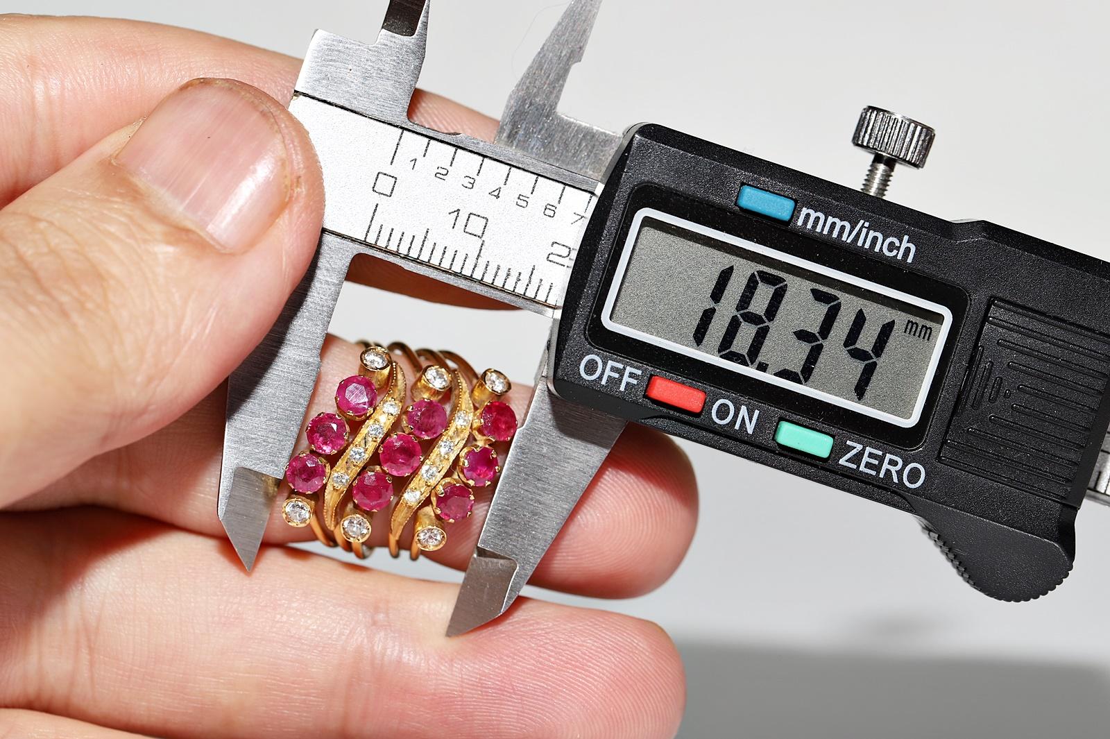 Deko-Ring aus 18 Karat Gold mit natürlichem Diamant und Rubin, Vintage, ca. 1980er Jahre im Angebot 9