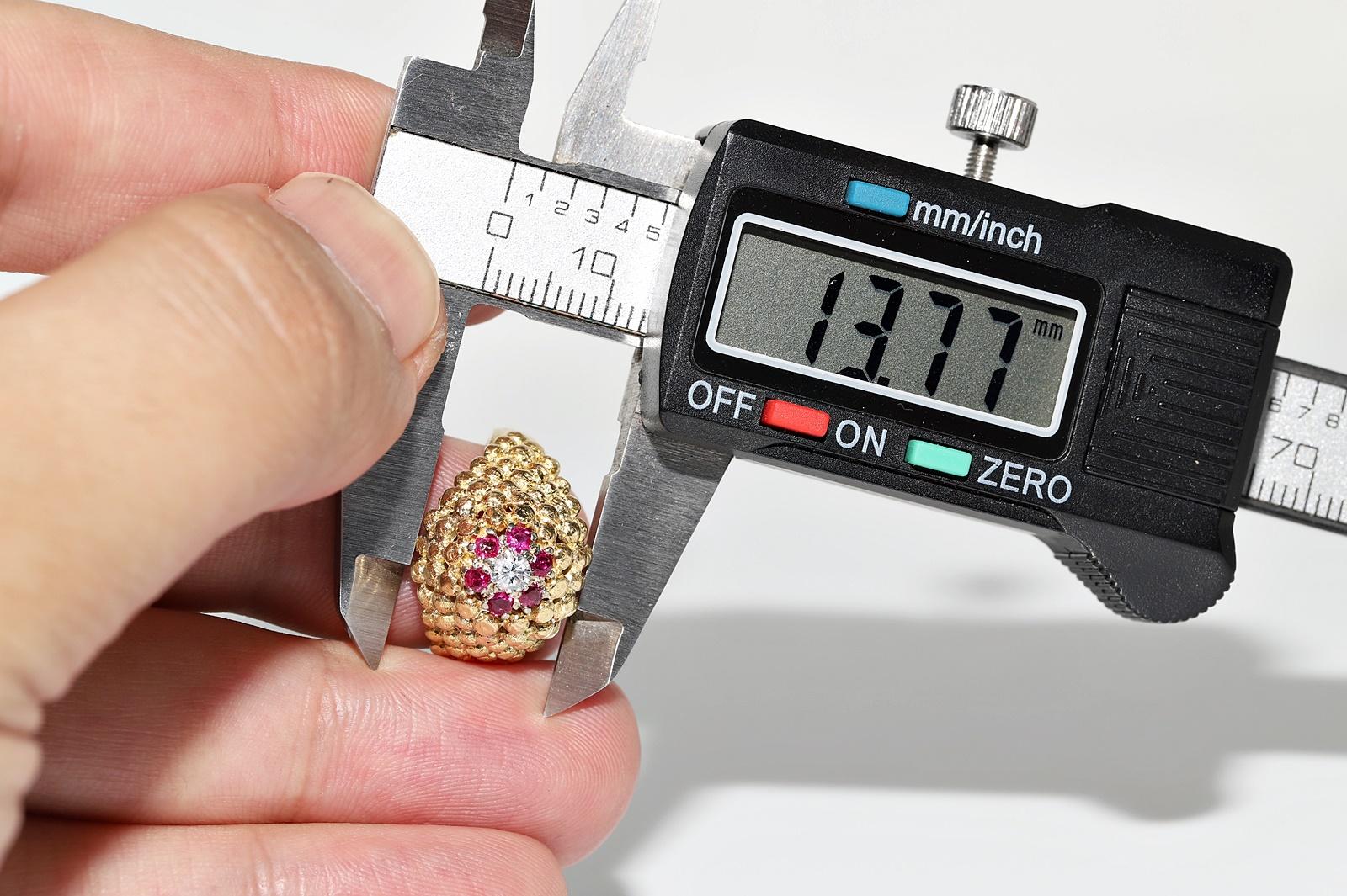 Deko-Ring aus 18 Karat Gold mit natürlichem Diamant und Rubin, Vintage, ca. 1980er Jahre im Angebot 9