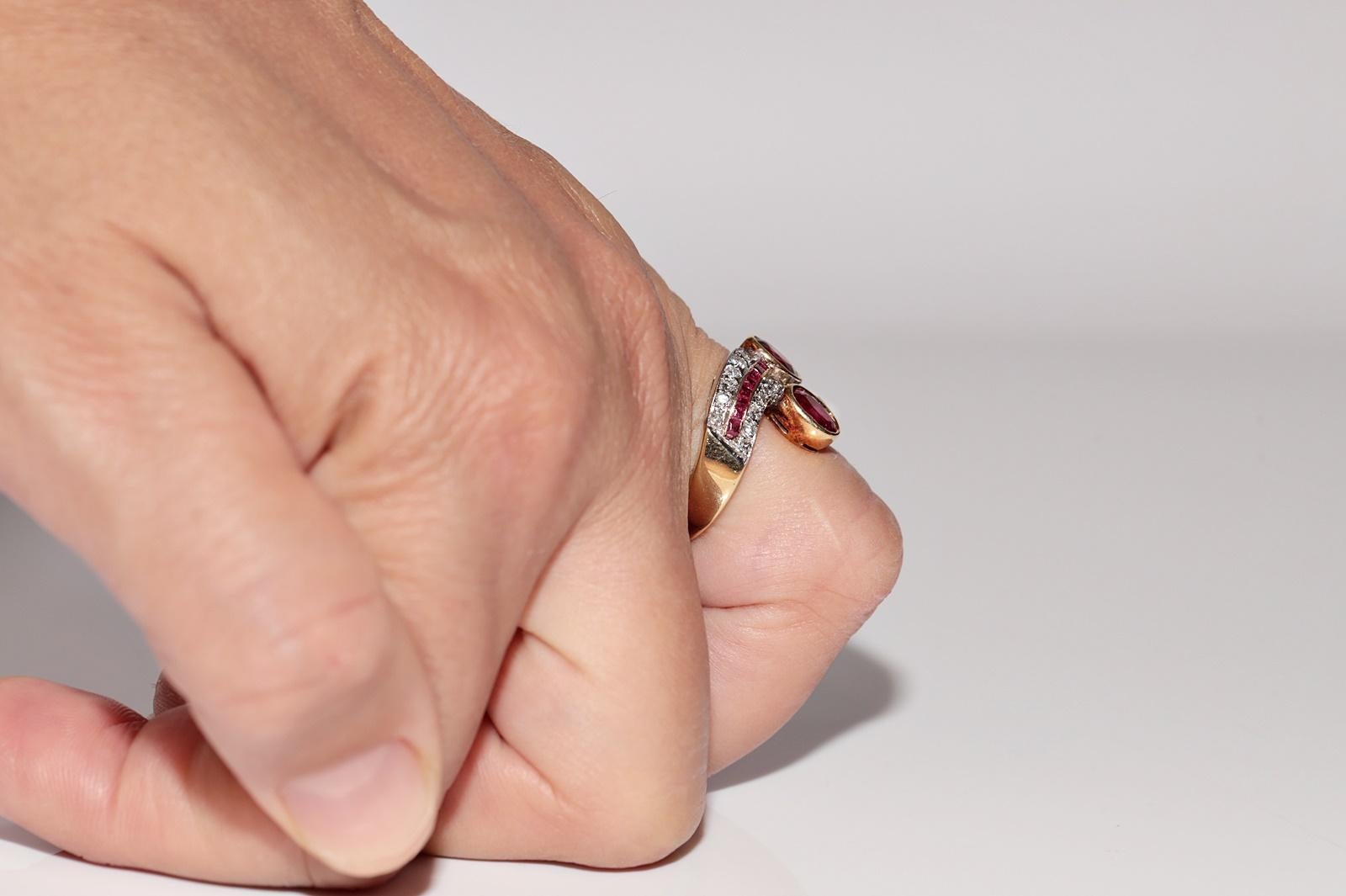 Deko-Ring aus 18 Karat Gold mit natürlichem Diamant und Rubin, Vintage, ca. 1980er Jahre im Angebot 10