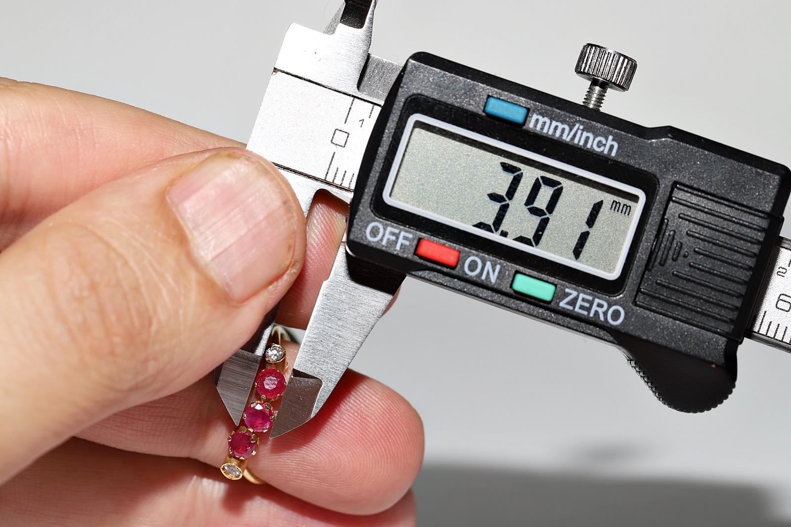 Deko-Ring aus 18 Karat Gold mit natürlichem Diamant und Rubin, Vintage, ca. 1980er Jahre im Angebot 10