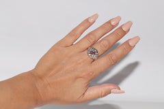 Vintage Circa 1980s 18k Gold Natural Diamond And Ruby Decorated Ring