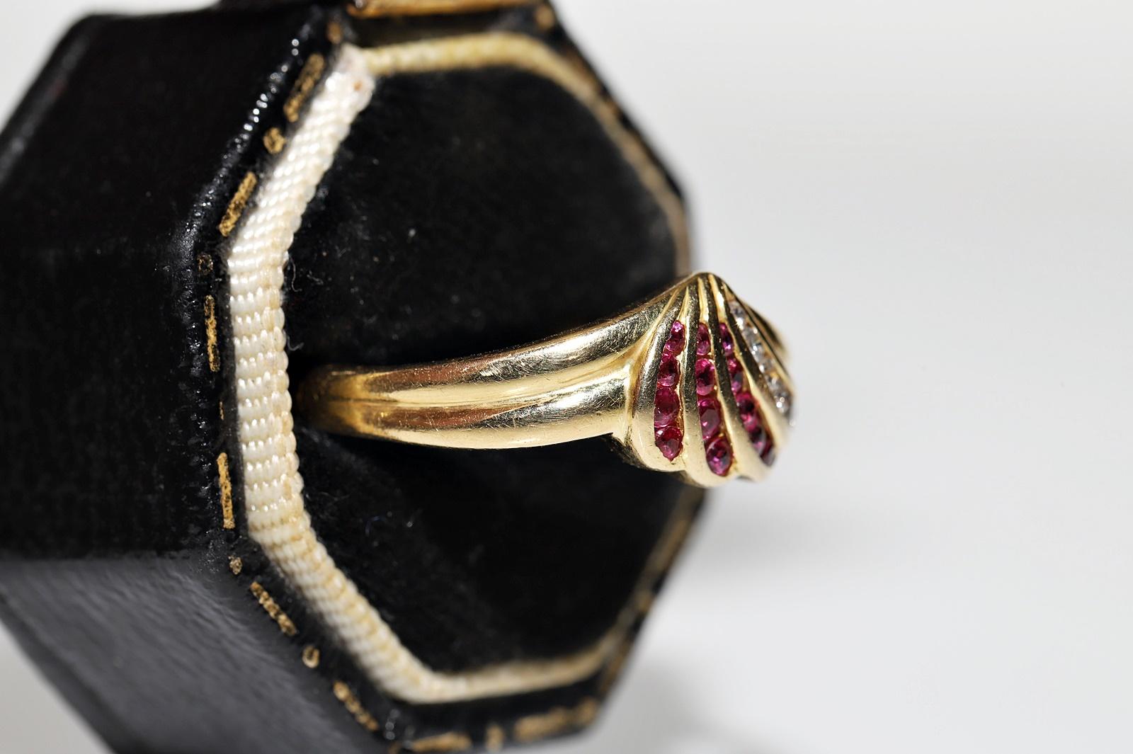 Deko-Ring aus 18 Karat Gold mit natürlichem Diamant und Rubin, Vintage, ca. 1980er Jahre im Zustand „Gut“ im Angebot in Fatih/İstanbul, 34