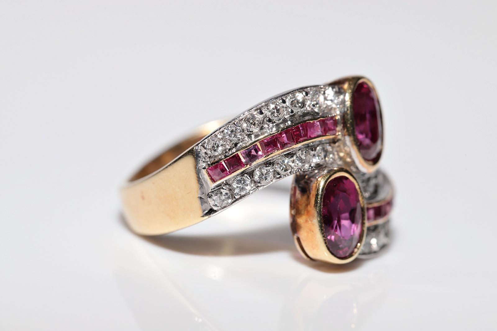 Deko-Ring aus 18 Karat Gold mit natürlichem Diamant und Rubin, Vintage, ca. 1980er Jahre im Zustand „Gut“ im Angebot in Fatih/İstanbul, 34