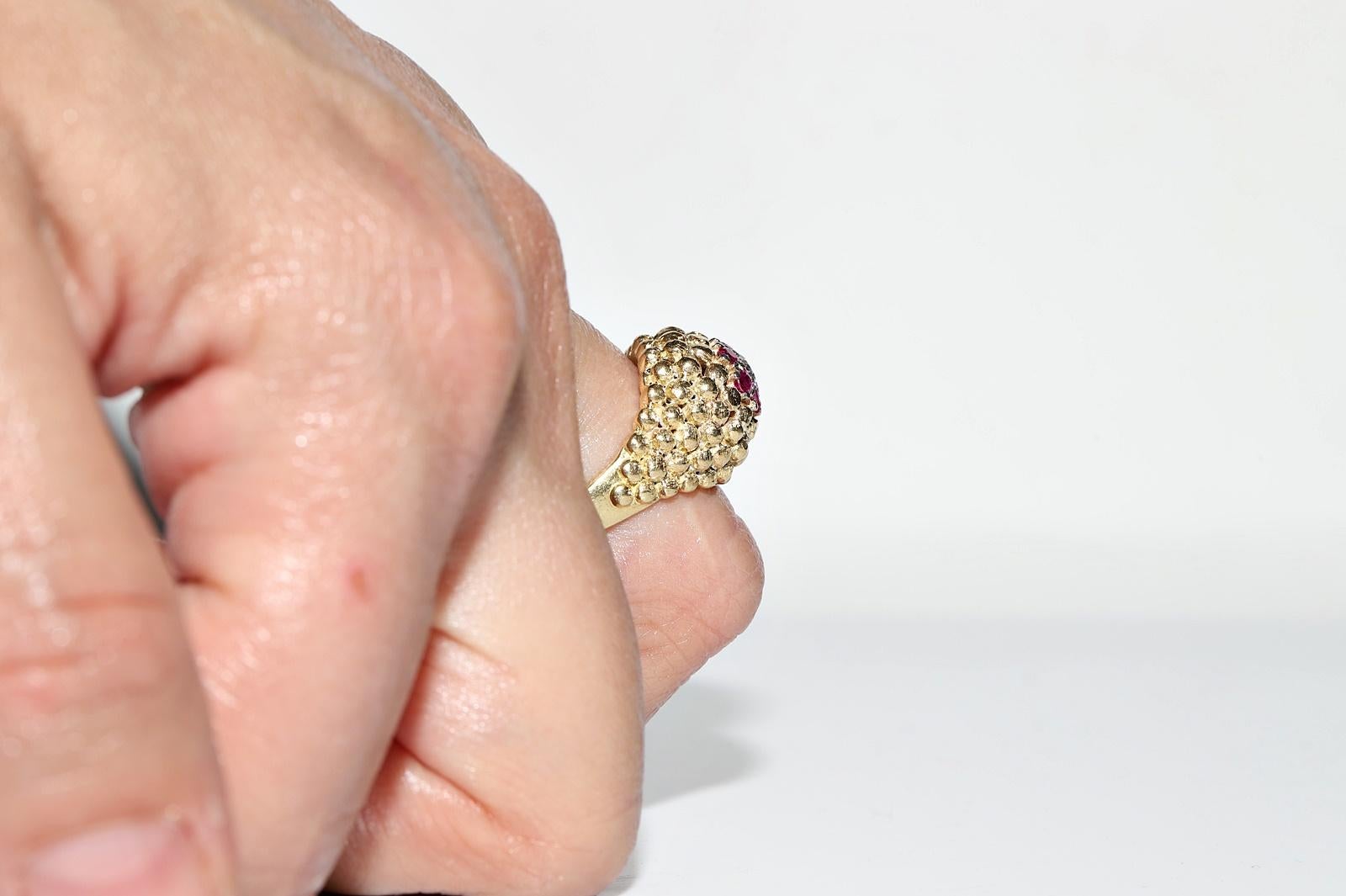 Deko-Ring aus 18 Karat Gold mit natürlichem Diamant und Rubin, Vintage, ca. 1980er Jahre im Zustand „Gut“ im Angebot in Fatih/İstanbul, 34