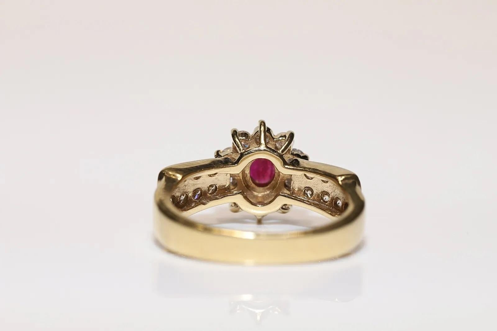 Women's Vintage Circa 1980s 18k Gold Natural Diamond And Ruby Decorated Ring  For Sale