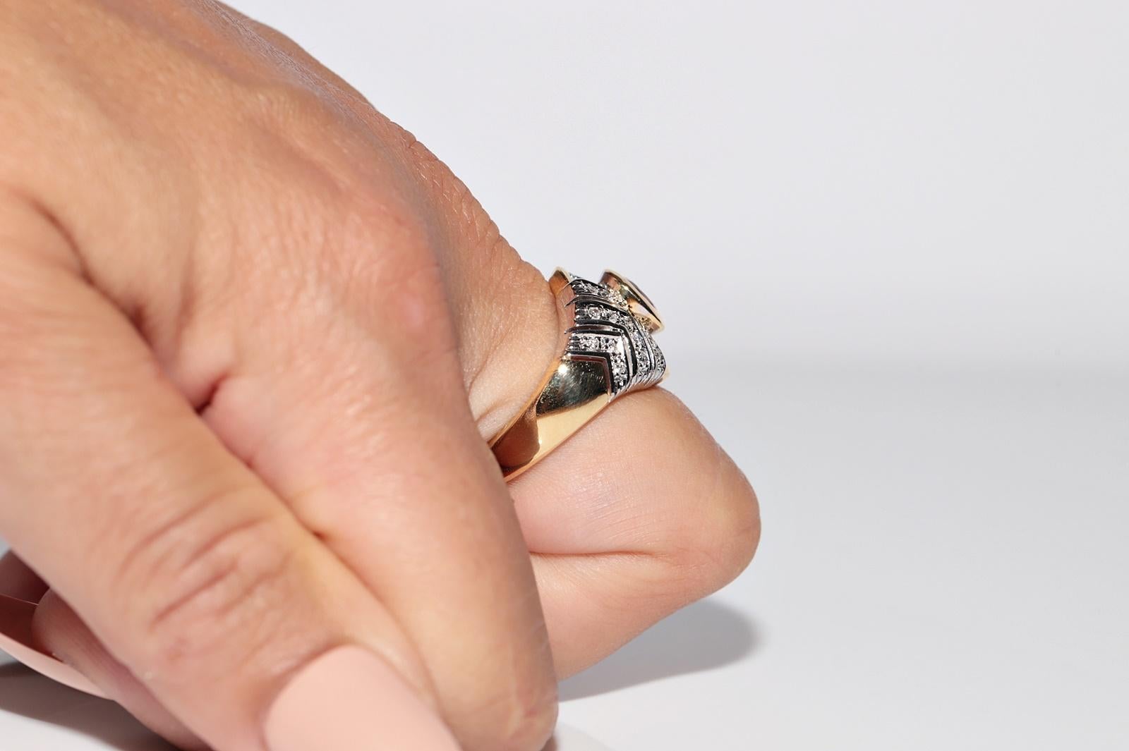 Deko-Ring aus 18 Karat Gold mit natürlichem Diamant und Rubin, Vintage, ca. 1980er Jahre Damen im Angebot
