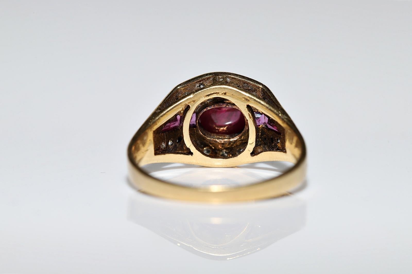 Deko-Ring aus 18 Karat Gold mit natürlichem Diamant und Rubin, Vintage, ca. 1980er Jahre  im Angebot 1