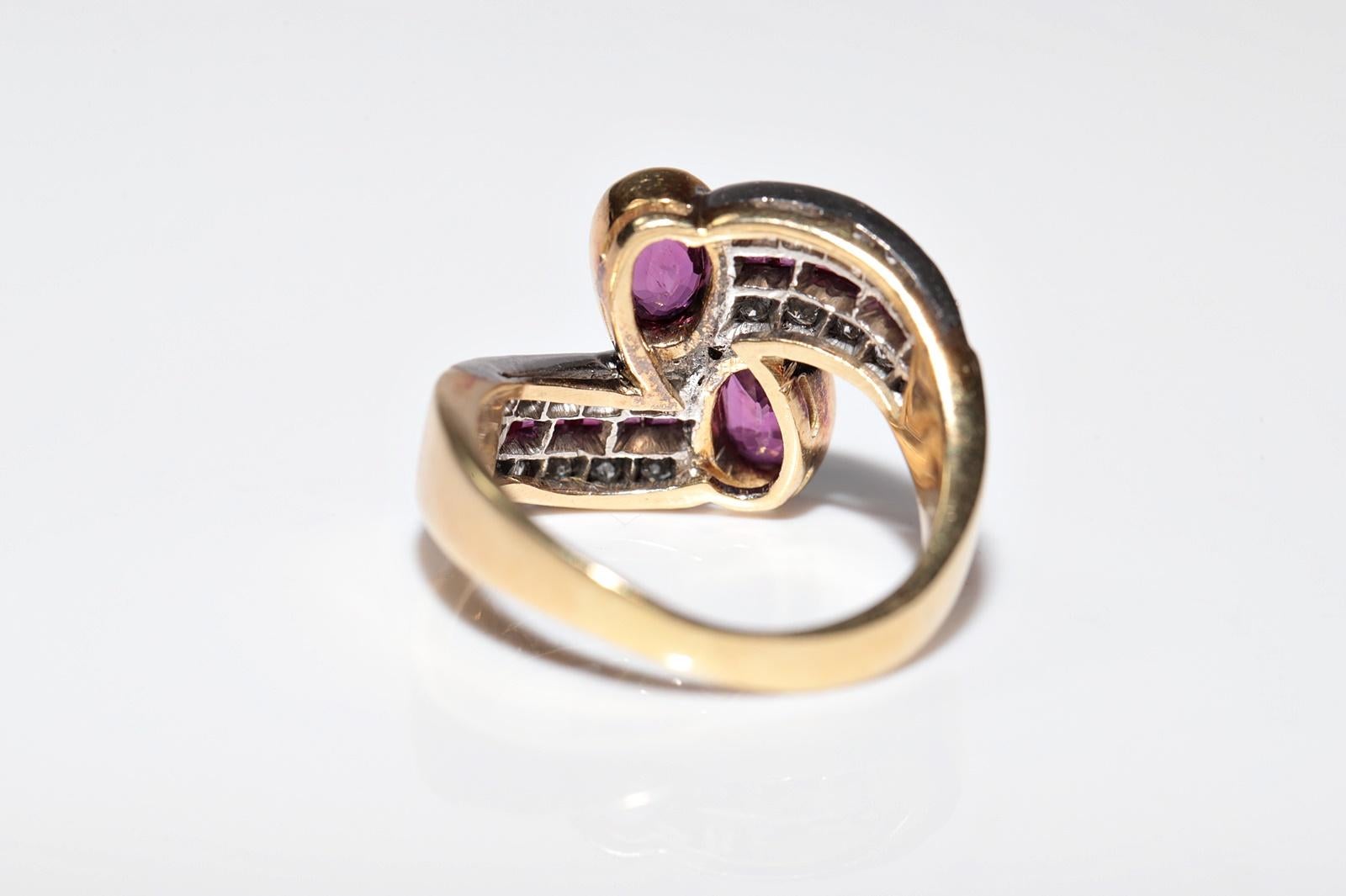 Deko-Ring aus 18 Karat Gold mit natürlichem Diamant und Rubin, Vintage, ca. 1980er Jahre im Angebot 1