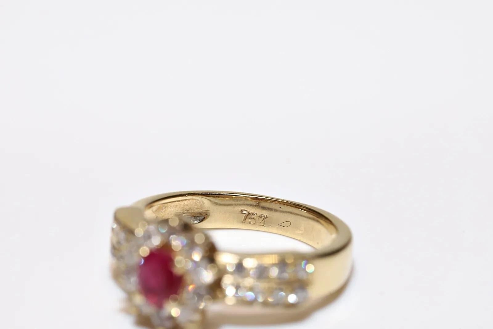 Deko-Ring aus 18 Karat Gold mit natürlichem Diamant und Rubin, Vintage, ca. 1980er Jahre im Angebot 1