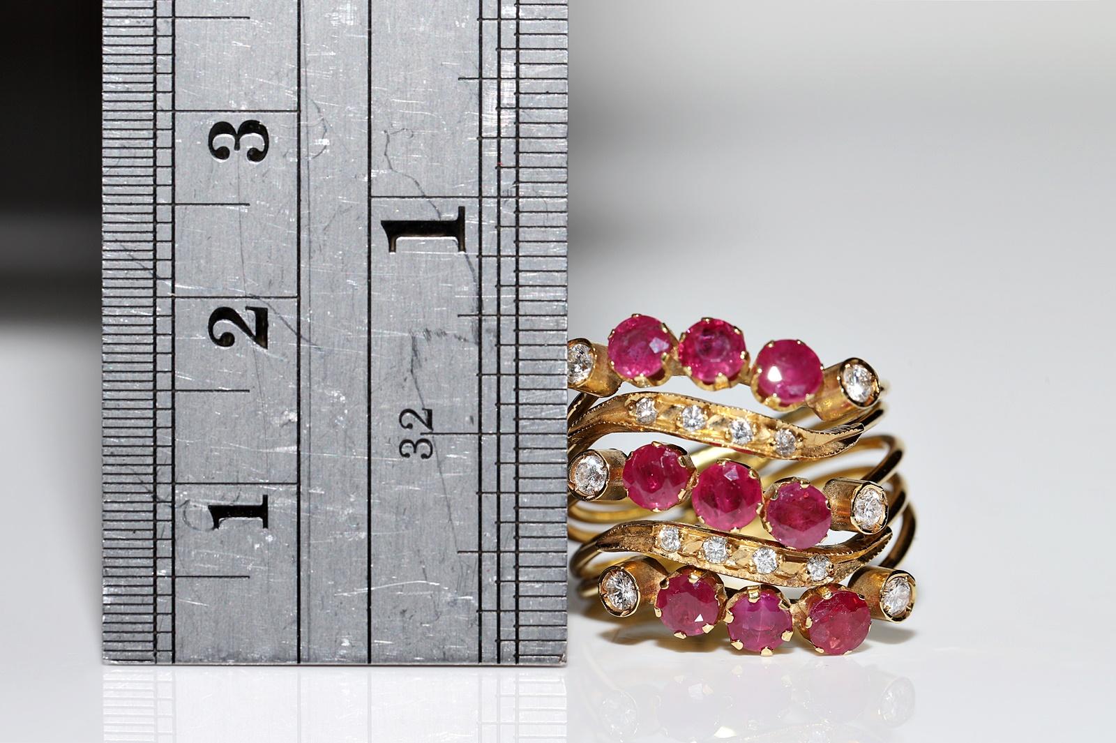 Deko-Ring aus 18 Karat Gold mit natürlichem Diamant und Rubin, Vintage, ca. 1980er Jahre im Angebot 1