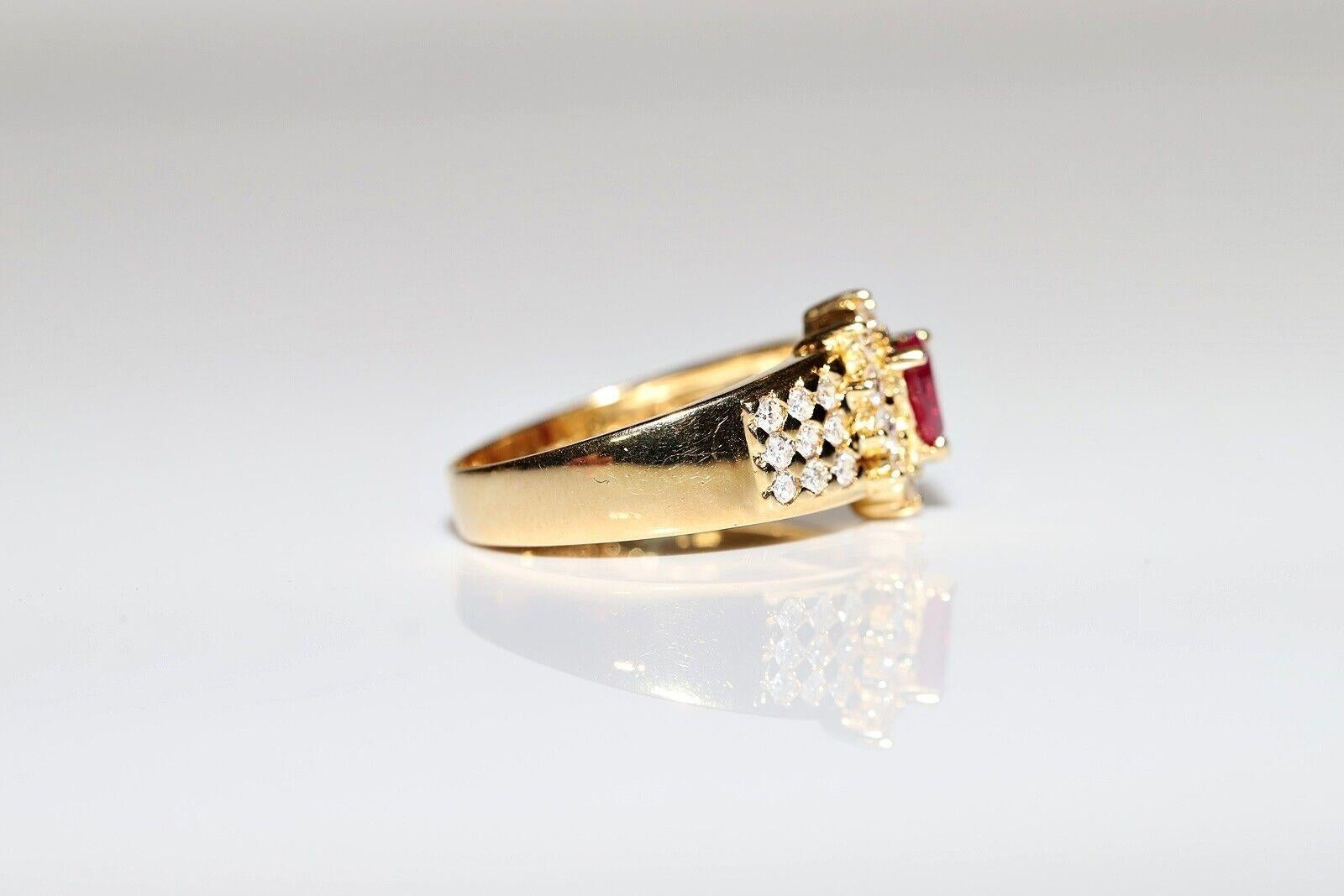 Deko-Ring aus 18 Karat Gold mit natürlichem Diamant und Rubin, Vintage, ca. 1980er Jahre im Angebot 1