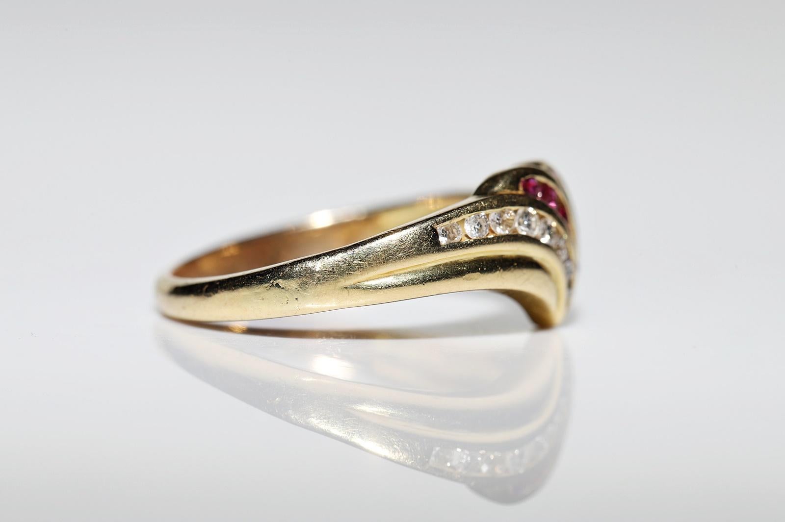 Deko-Ring aus 18 Karat Gold mit natürlichem Diamant und Rubin, Vintage, ca. 1980er Jahre im Angebot 2