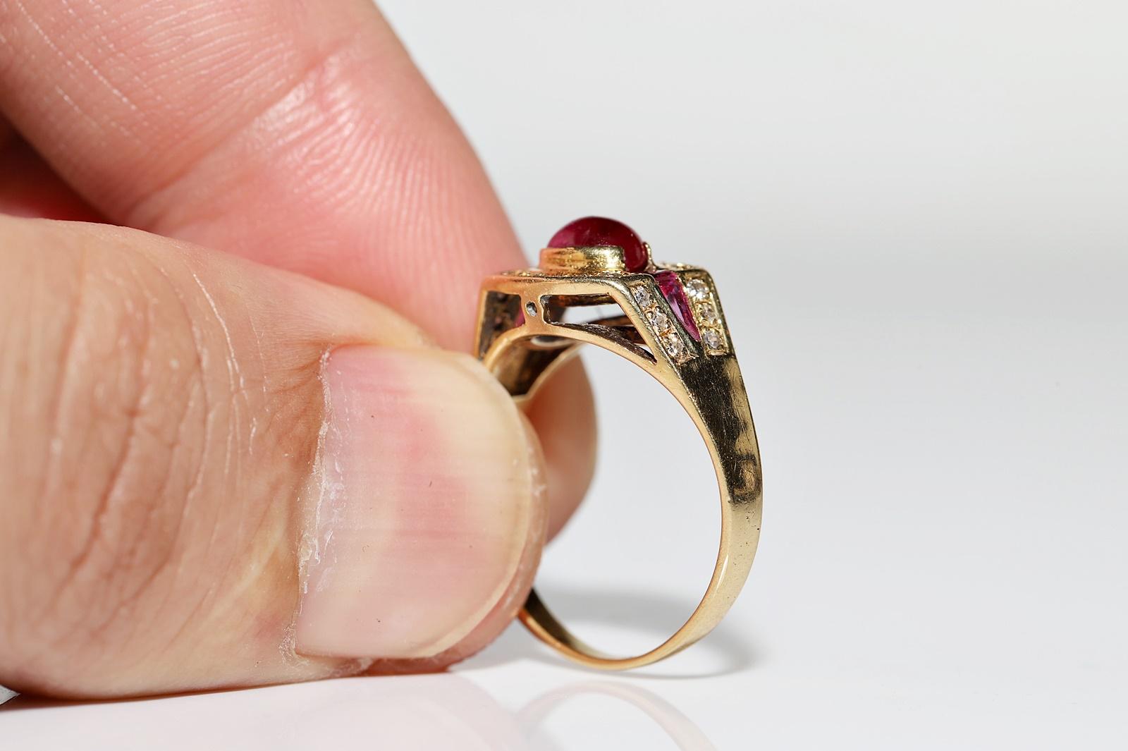Deko-Ring aus 18 Karat Gold mit natürlichem Diamant und Rubin, Vintage, ca. 1980er Jahre  im Angebot 2