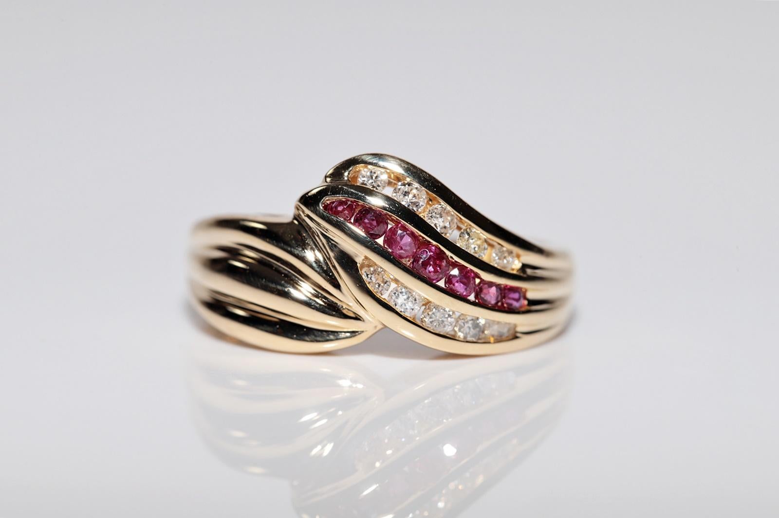 Deko-Ring aus 18 Karat Gold mit natürlichem Diamant und Rubin, Vintage, ca. 1980er Jahre im Angebot 2