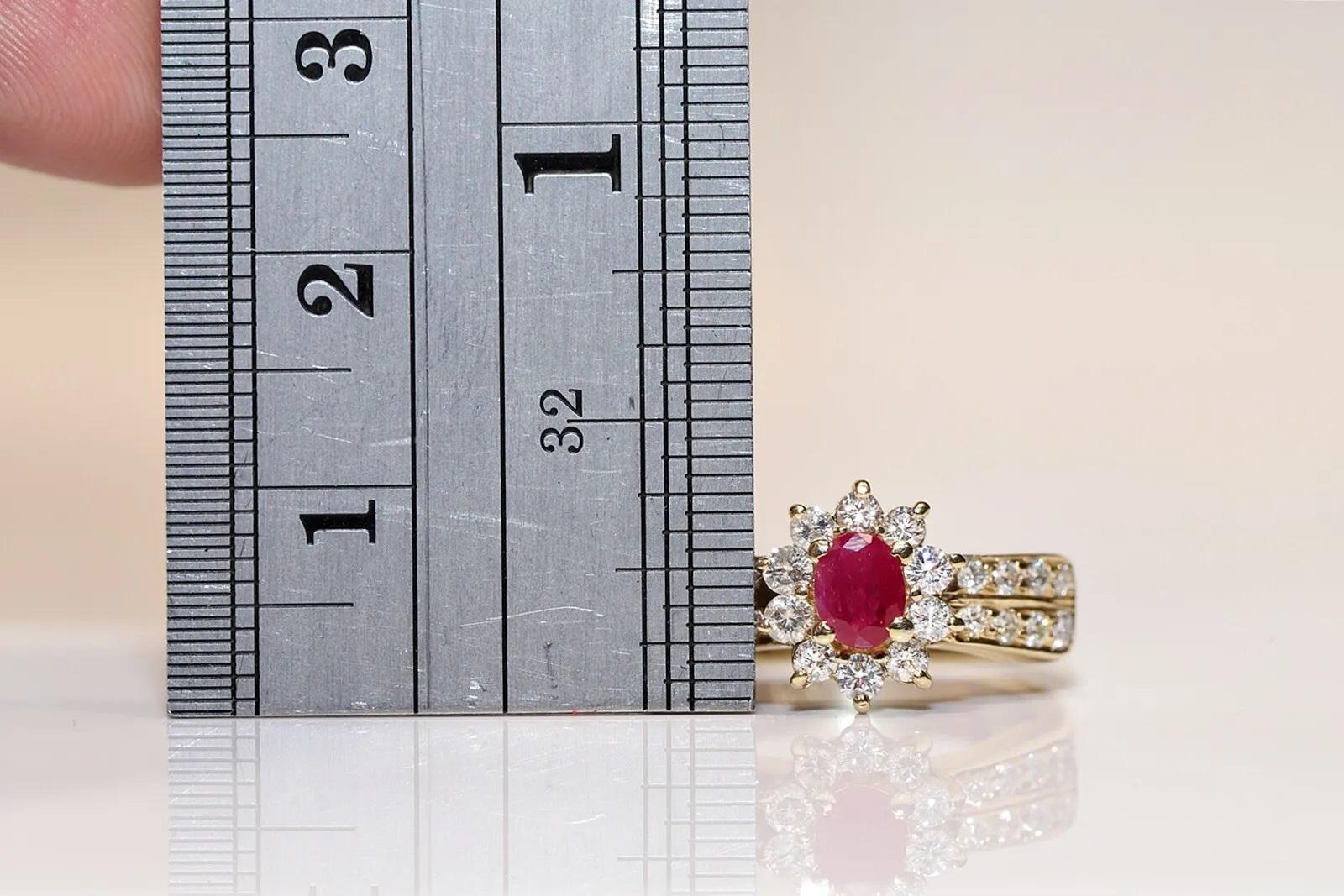 Deko-Ring aus 18 Karat Gold mit natürlichem Diamant und Rubin, Vintage, ca. 1980er Jahre im Angebot 2