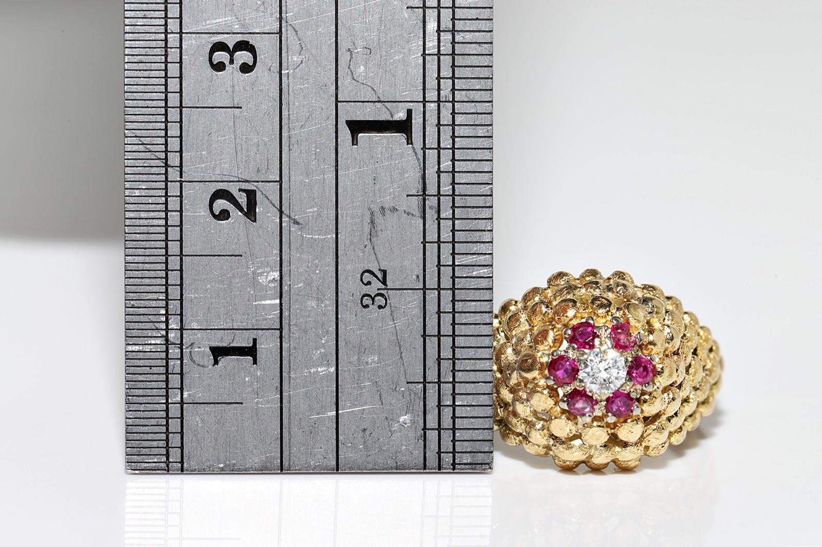 Deko-Ring aus 18 Karat Gold mit natürlichem Diamant und Rubin, Vintage, ca. 1980er Jahre im Angebot 2