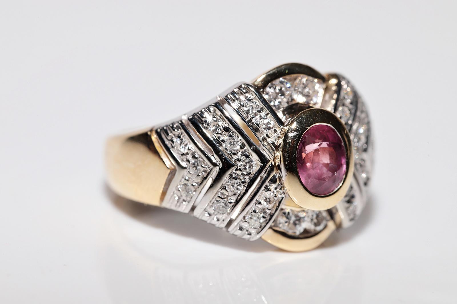 Deko-Ring aus 18 Karat Gold mit natürlichem Diamant und Rubin, Vintage, ca. 1980er Jahre im Angebot 3