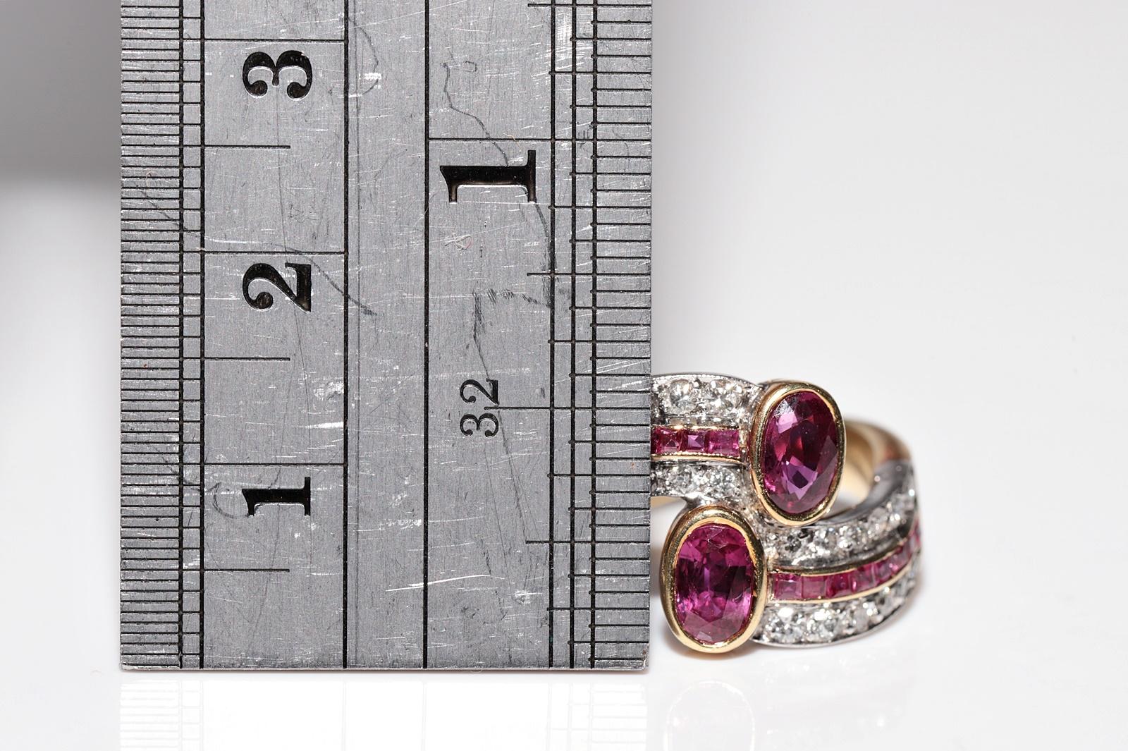Deko-Ring aus 18 Karat Gold mit natürlichem Diamant und Rubin, Vintage, ca. 1980er Jahre im Angebot 3
