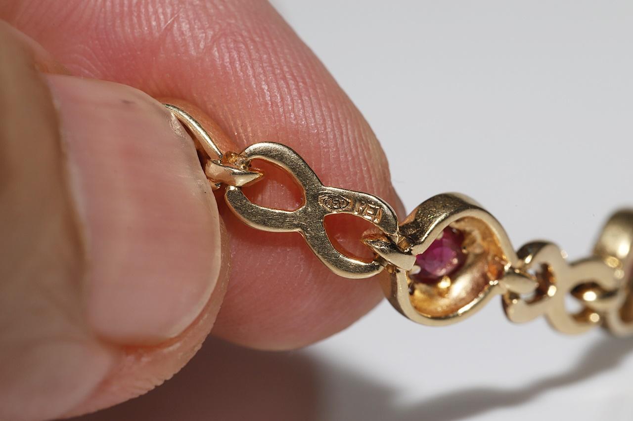 Bracciale da tennis decorato con diamanti naturali e rubini in oro 18 ct. d'epoca CIRCA 1980 in vendita 14