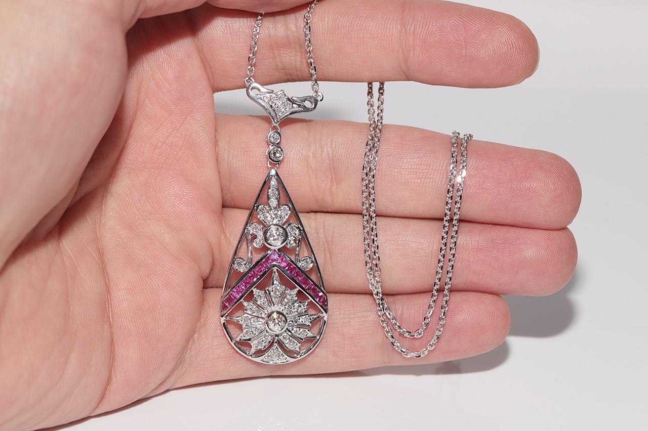 Collana con diamante naturale e rubino in oro 18 carati CIRCA 1980 in vendita 6