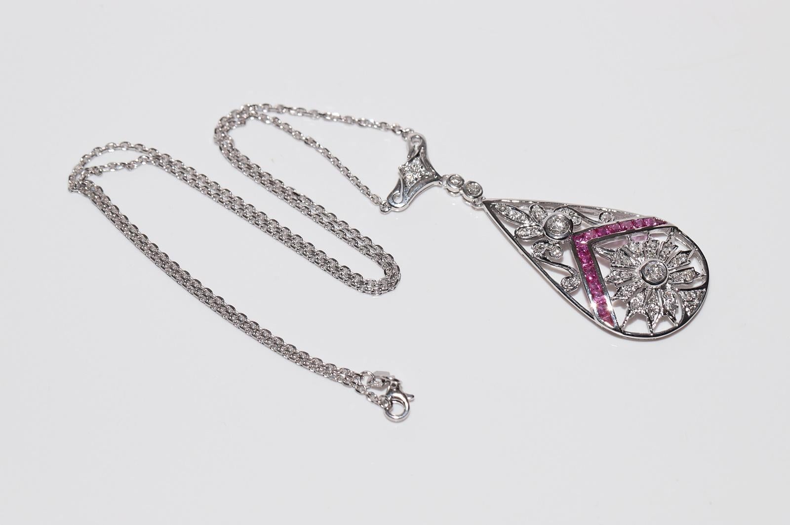 Collana con diamante naturale e rubino in oro 18 carati CIRCA 1980 in vendita 8