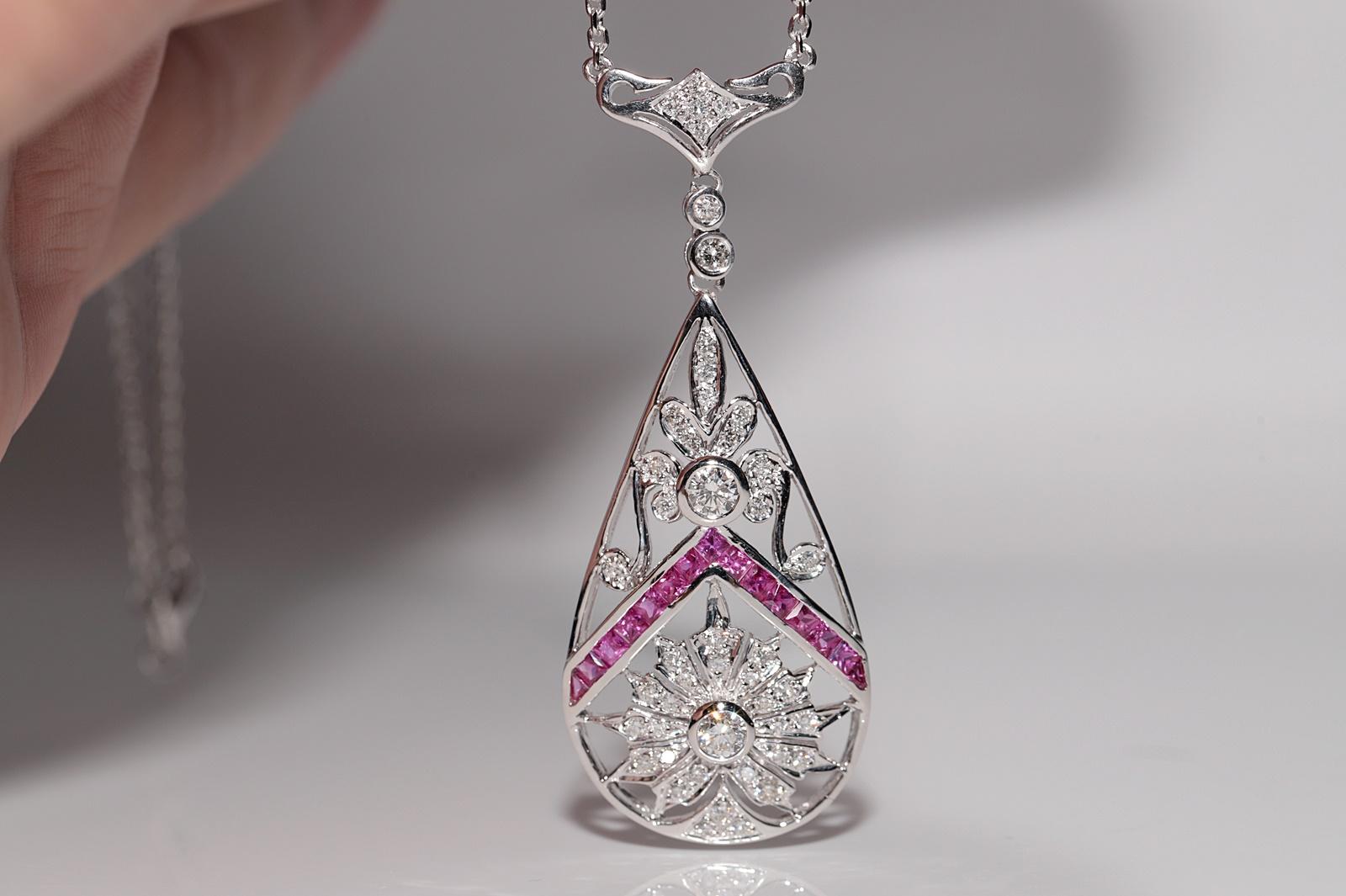 Collana con diamante naturale e rubino in oro 18 carati CIRCA 1980 in vendita 9