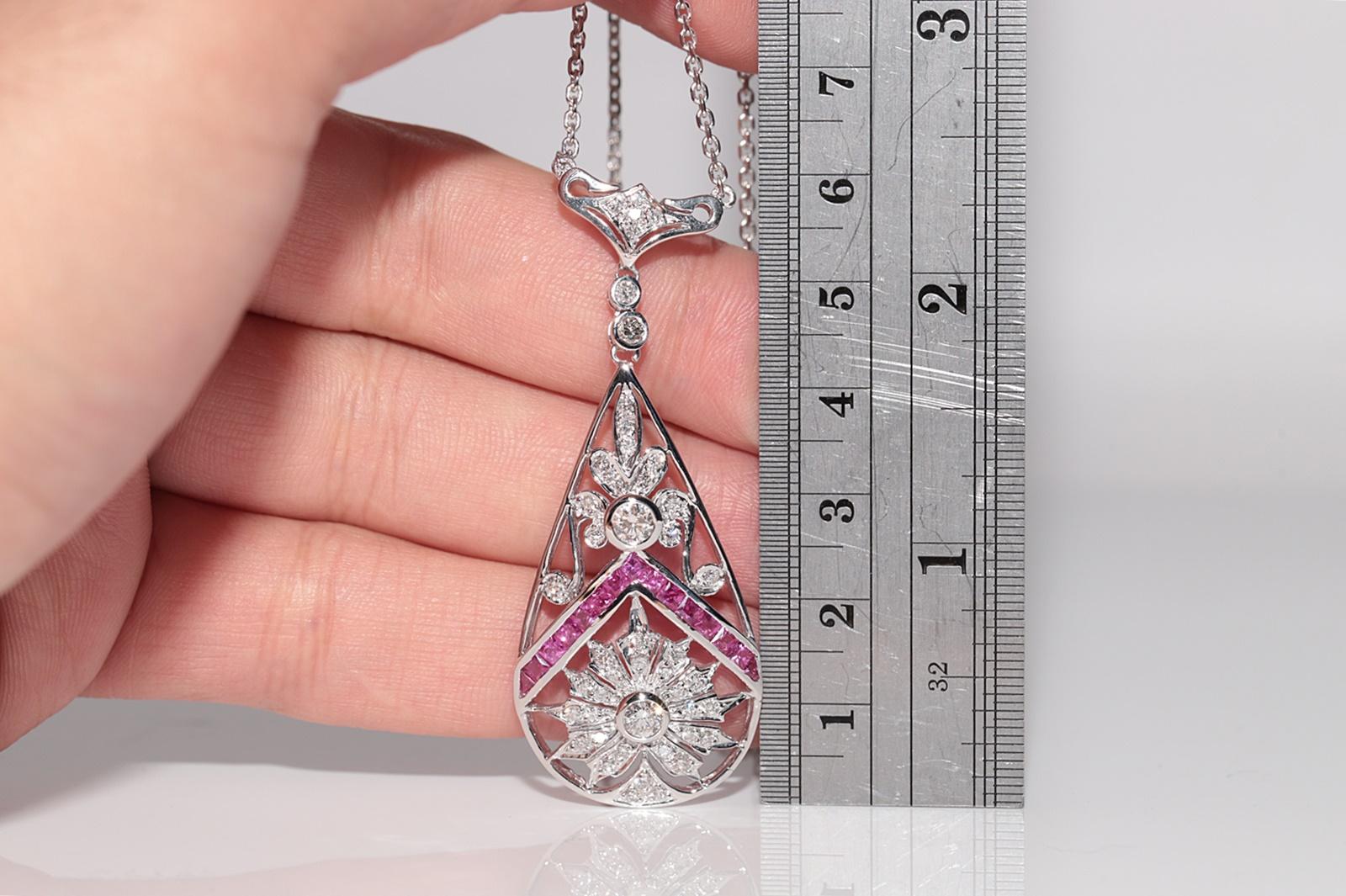 Collana con diamante naturale e rubino in oro 18 carati CIRCA 1980 in vendita 11