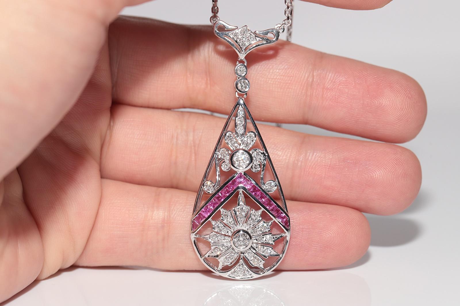Collana con diamante naturale e rubino in oro 18 carati CIRCA 1980 in vendita 1