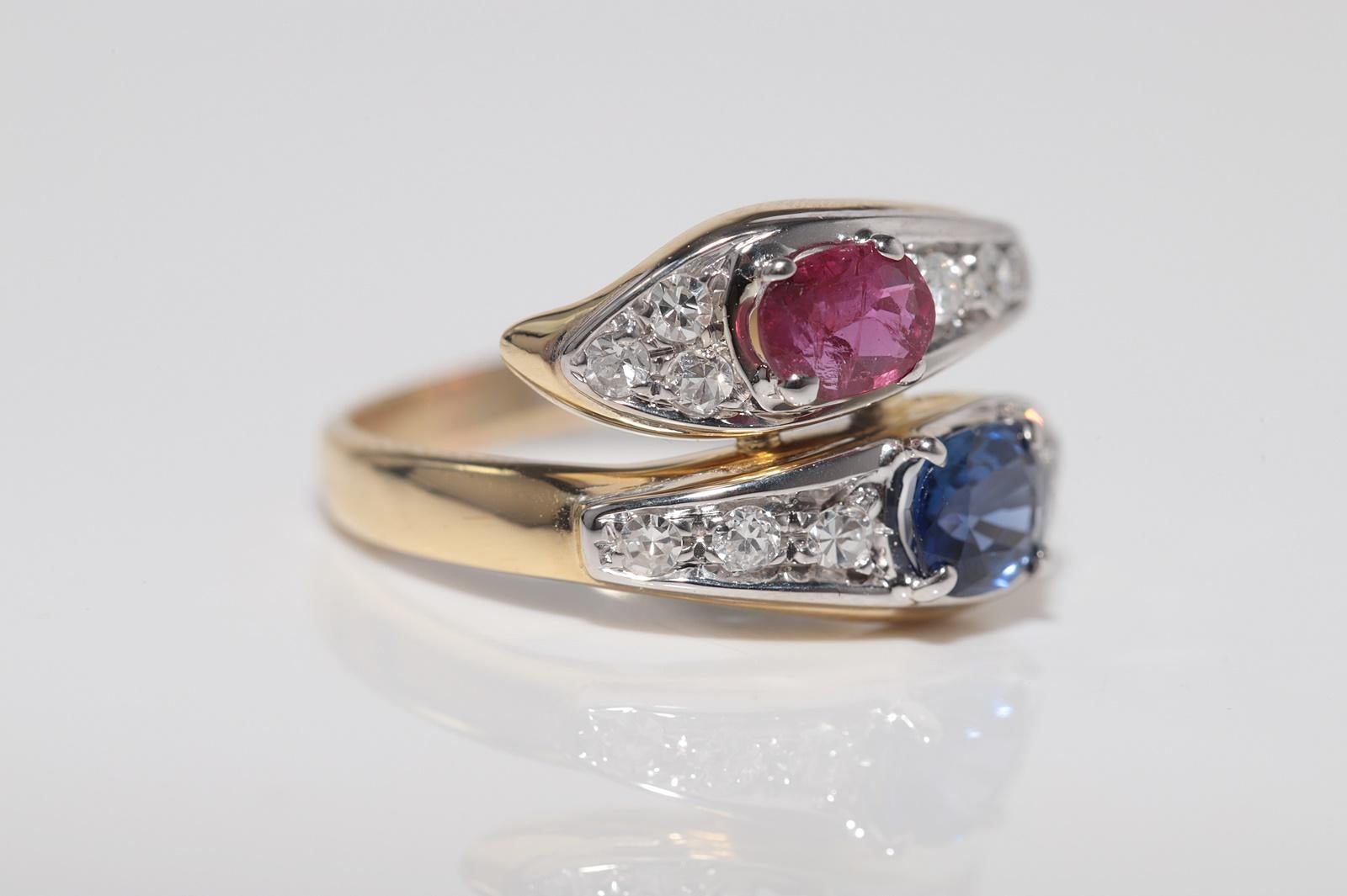 Anillo serpiente vintage circa años 80 de oro de 18k con diamante natural y zafiro rubí en Bueno estado para la venta en Fatih/İstanbul, 34
